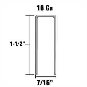 7/16”x1-1/2” 16 Gauge Electro Galvanized Crown Staples