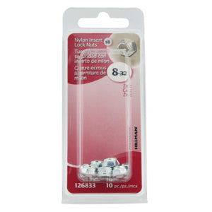 8-32 Zinc Steel Stop Lock Nut (10/Pack)