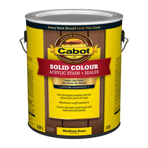 Cabot® Solid Color Acrylic Stain + Sealer, Medium Base, 3.78 L