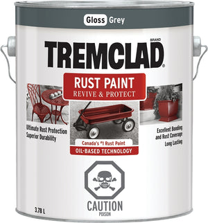 3.78L Tremclad Rust Paint, Gloss Grey