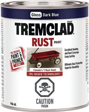 946mL Tremclad Rust Paint, Gloss Dark Blue