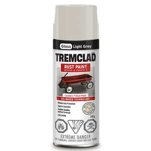 340g Tremclad Rust Paint Spray Can, Gloss Light Gray