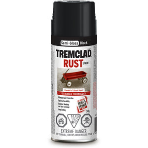 340g Tremclad Rust Paint Spray Can, Semi-Gloss Black