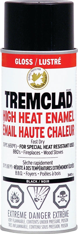 340g Tremclad High Heat Enamel Spray Can, Gloss Black