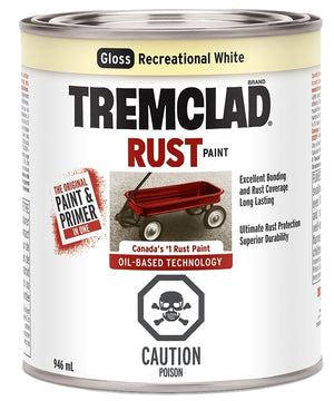 946mL Tremclad Rust Paint, Gloss Recreational White