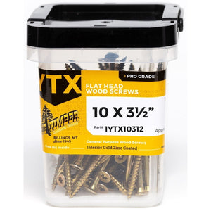 1# Bucket 10 x 3-1/2" Gold Robertson® Flat Head Screw (56/Bucket)