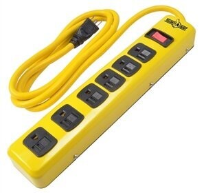 6' 14/3 6 Outlet Power Strip w/ Breaker, Yellow