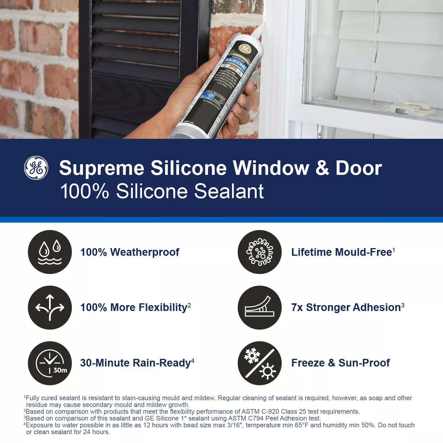 GE® Supreme Silicone Window & Door, White 298ml