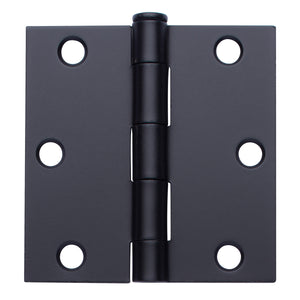 3"x3" Plain Bearing Residential Butt Hinges, Matte Black