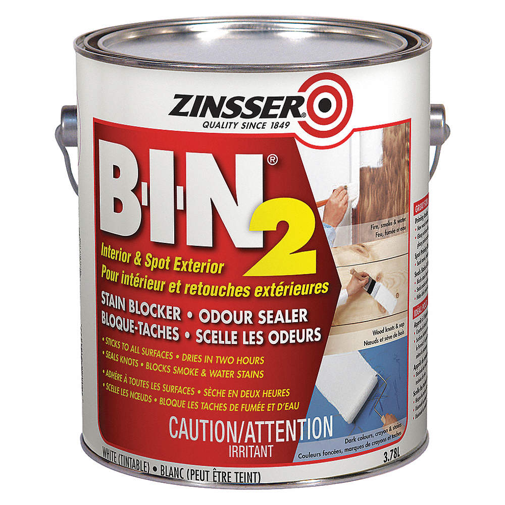 ZINSSER B-I-N 2 Stain Blocker & Odour Sealing Primer, White 3.78 L