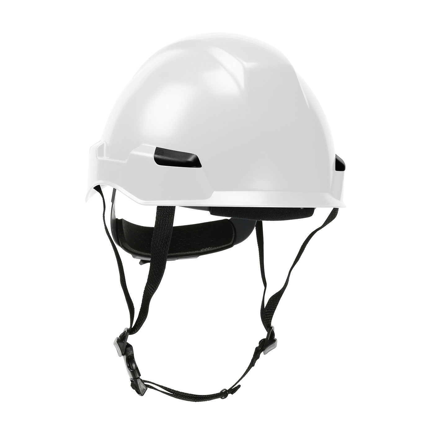 The BUNZL SAFETY Dynamic Safety Rocky Hard Hat with 4-point ratchet suspension in white is shown against a plain background, designed for head protection.