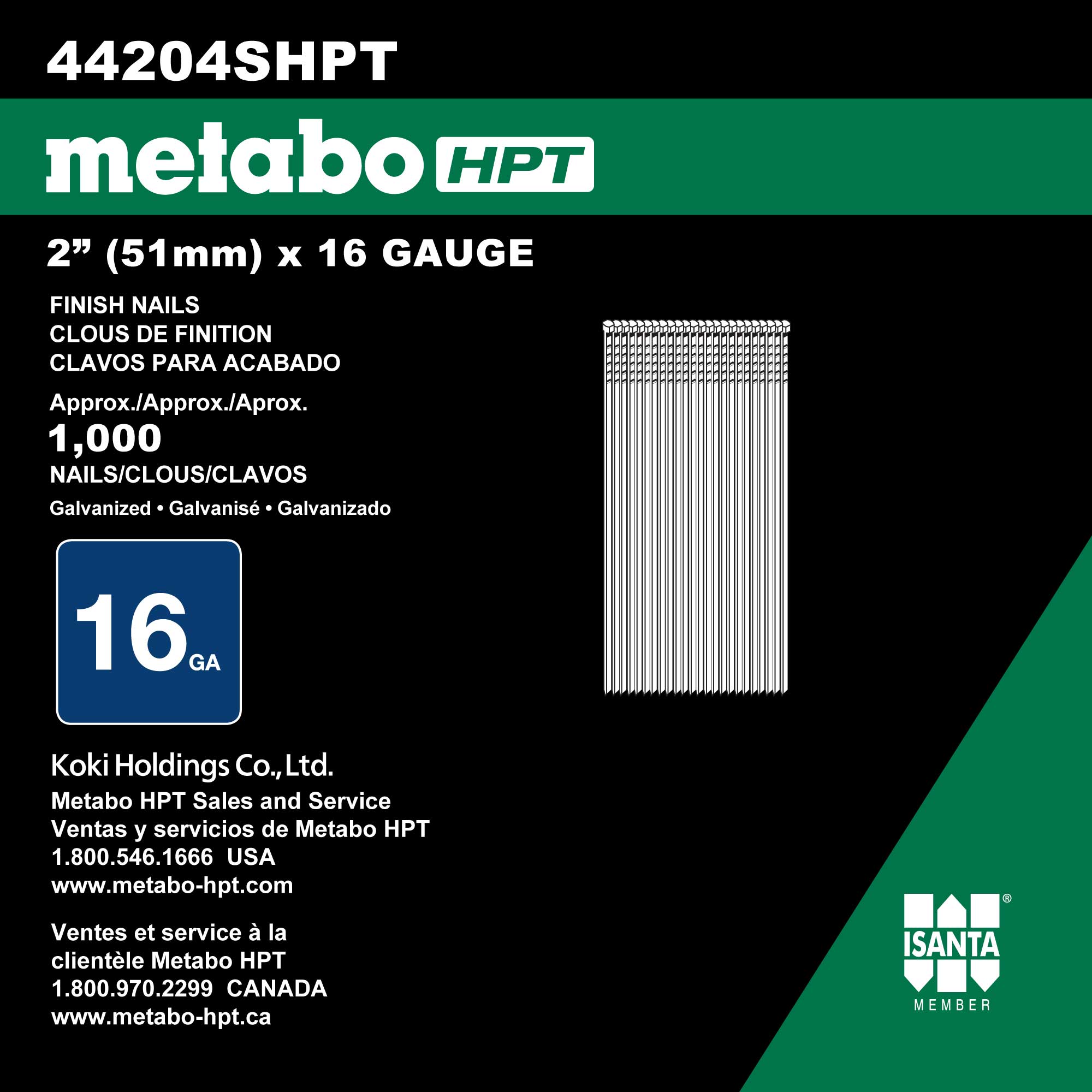 2" 16ga Straight Finish Nails | 44204SHPT