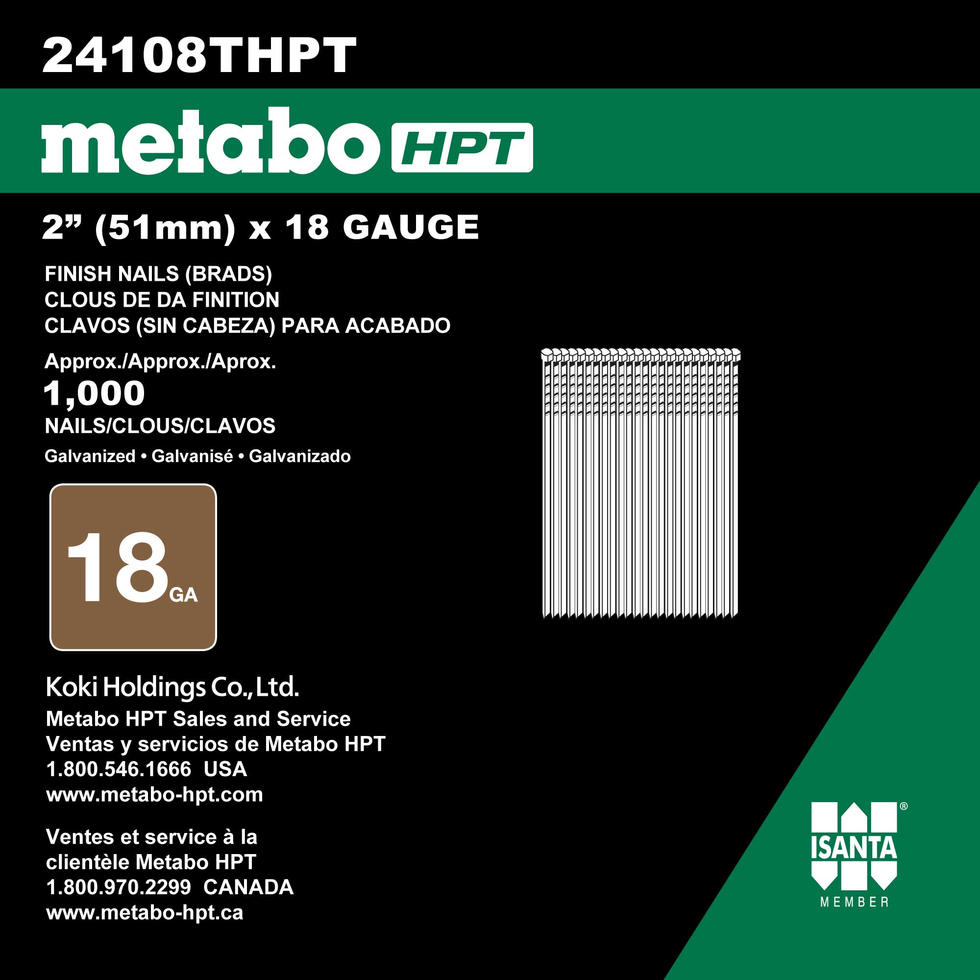 2" 18ga Brad Finish Nail | 24108THPT
