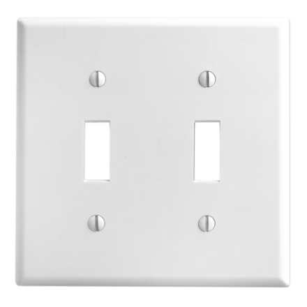 2 Gang Wall Plate Toggle, White