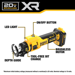 20V MAX* XR® Brushless Drywall Cut-Out Tool (Tool Only)