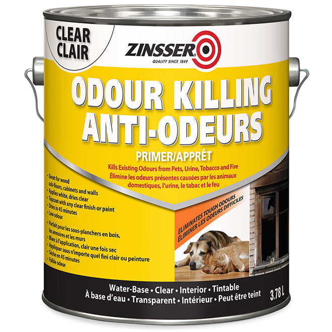 Zinsser Odor Killing Water Base Primer for All Interior Surfaces in Tintable Clear, 3.78L