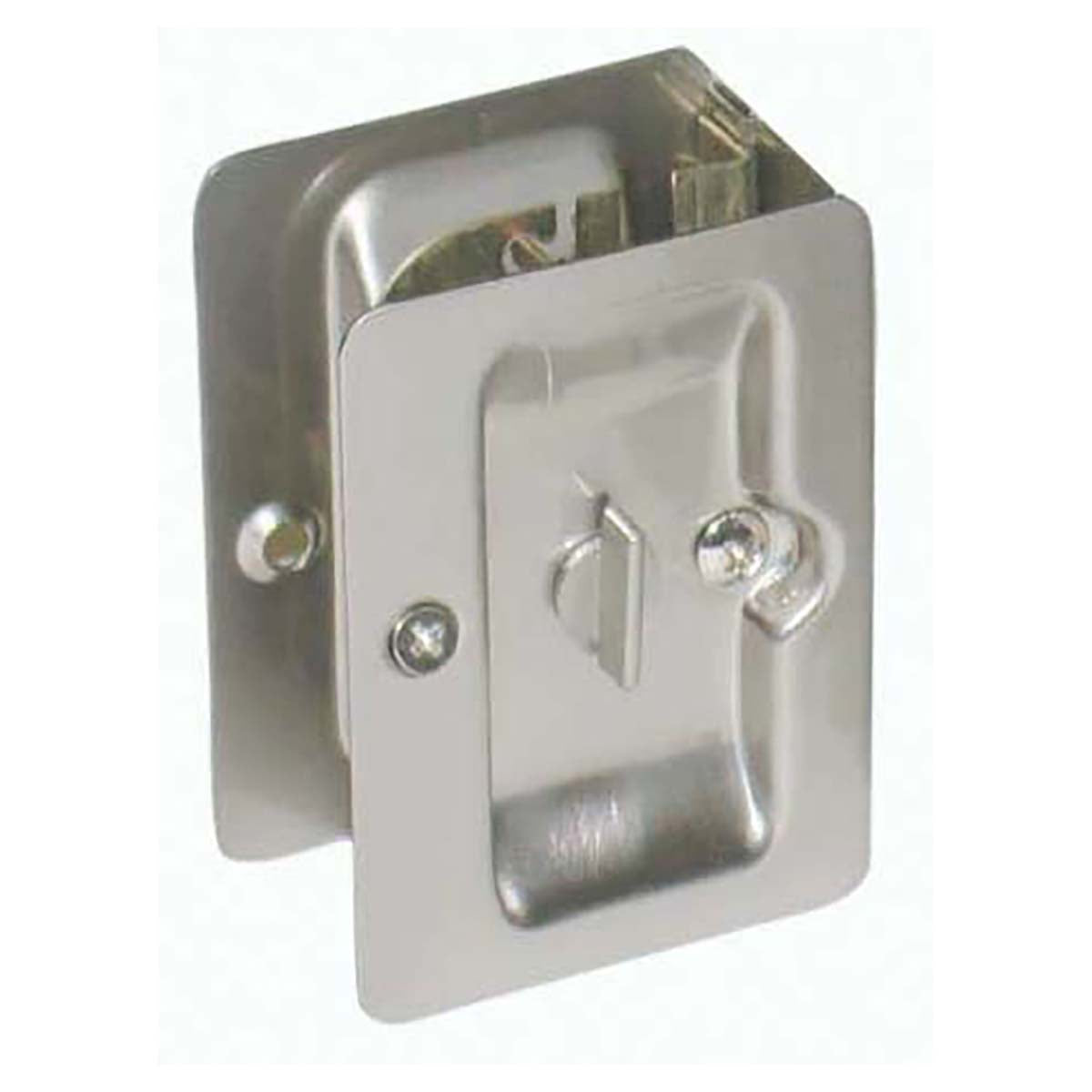 Rectangular Sliding Door Privacy Lock, Satin Nickel