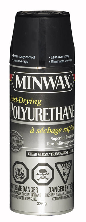 Minwax® Super Fast-Drying Polyurethane, Gloss, Aerosol, Clear, 326 g