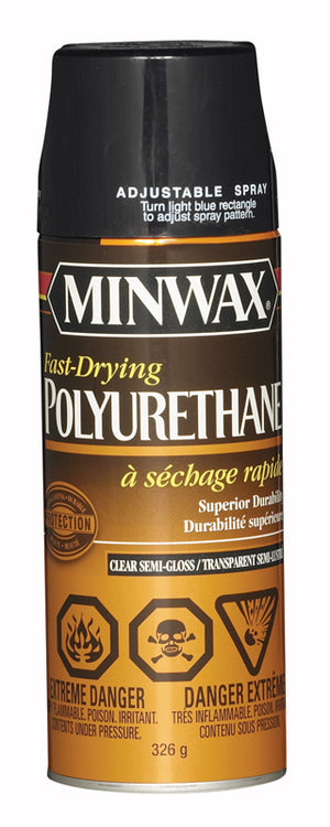 Minwax® Super Fast-Drying Polyurethane, Semi Gloss, Aerosol, Clear, 326 g