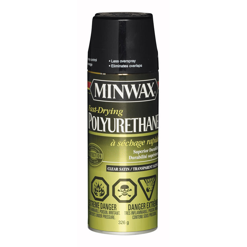 Minwax® Super Fast-Drying Polyurethane, Satin, Aerosol, Clear, 326 g