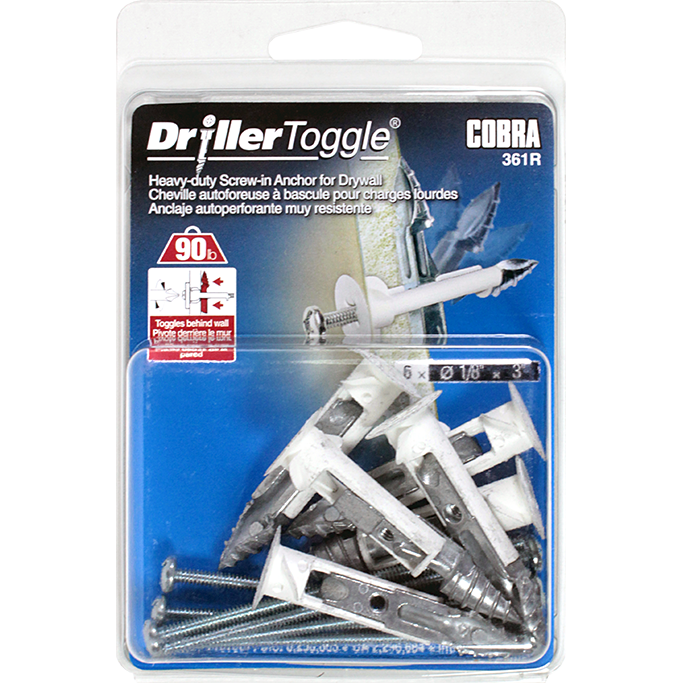 1/8"x3" DrillerToggle Wall Anchor w/ Bolts (6 Pack)