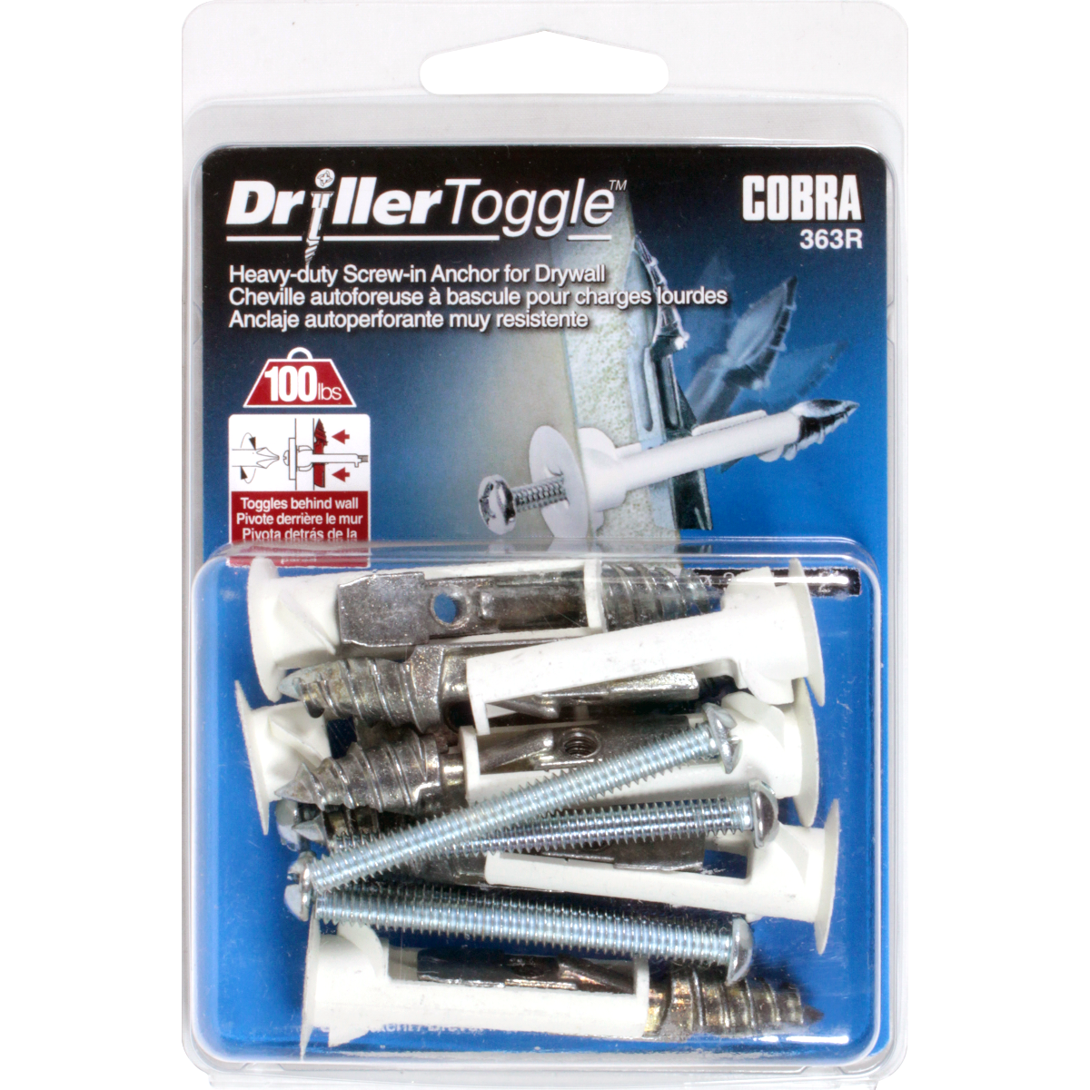 3/16"x2" DrillerToggle Wall Anchor w/ Bolts (6 Pack)