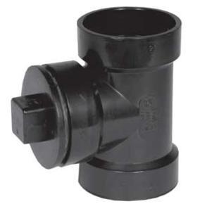 4"x4"x4" ABS Cleanout Tee H x H x GSKT w/ Plug