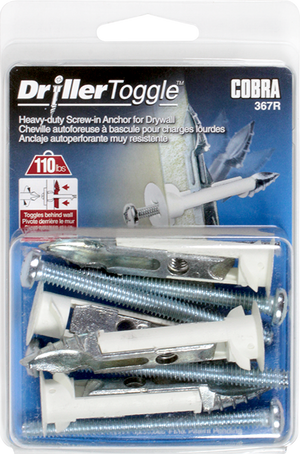 1/4"x3" DrillerToggle Wall Anchor w/ Bolts (4 Pack)