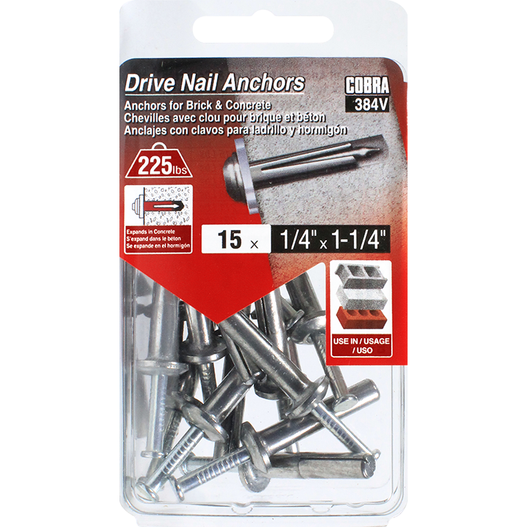 1/4"x1-1/4" Drive Nail Anchors (15 Pack)