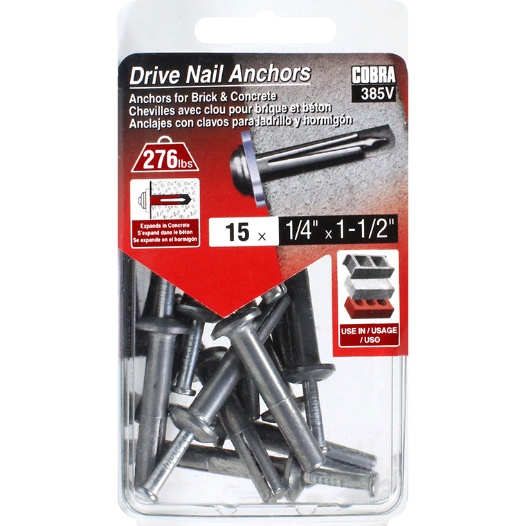 1/4"x1-1/2" Drive Nail Anchors (15 Pack)