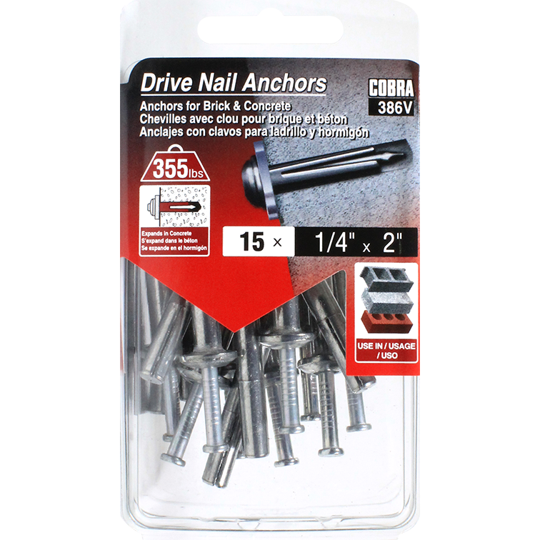 1/4"x2" Drive Nail Anchors (15 Pack)