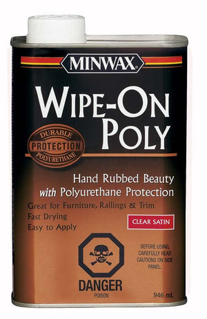 Minwax® Wipe-On Poly Oil-Based Polyurethane, Clear, Satin, 946 mL