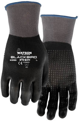 Watson Gloves STEALTH BLACKBIRD 15GG FULL DIP NITRILE - XLG