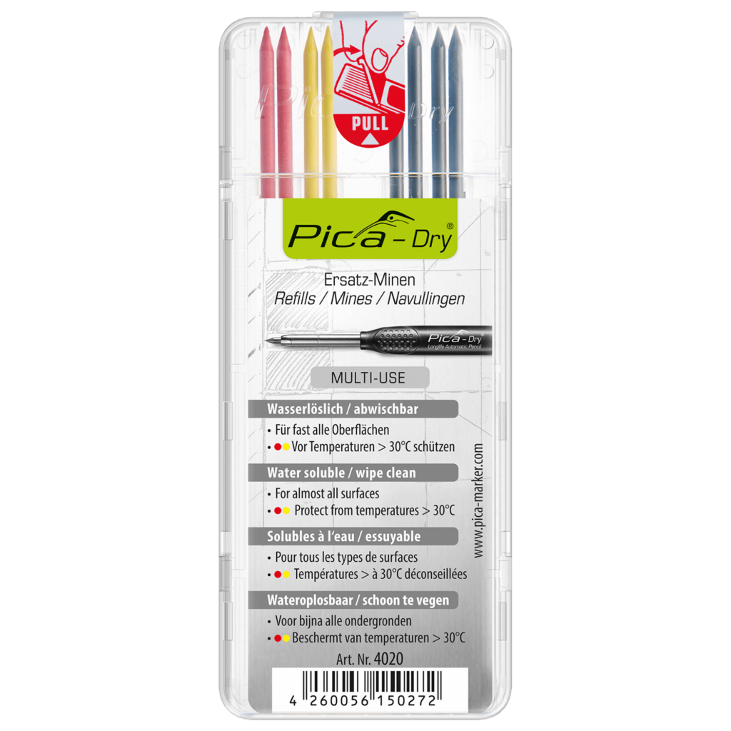 Pica Dry Longlife Automatic Pencil Color Mix Refill 8pc