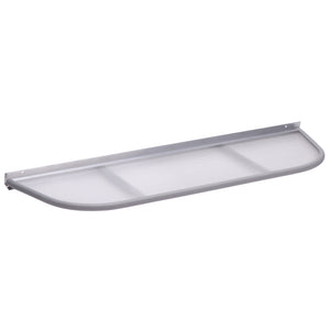 Gray 40″ x 14″ Steel Window Well Cover with a semicircular, translucent, UV-resistant polycarbonate panel and a metal frame.