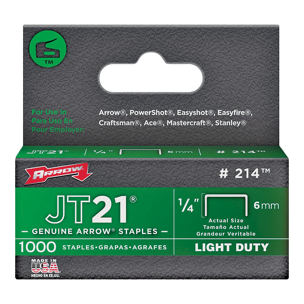 1/4" JT21 #214 Arrow Staple (1000/BX)