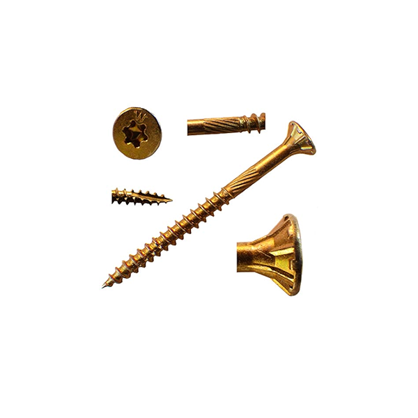 5# Bucket 9 x 3" Gold Robertson® Flat Head Screw (408/Bucket)