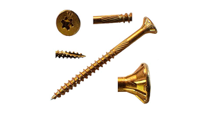 5# Bucket 9 x 3" Gold Robertson® Flat Head Screw (408/Bucket)