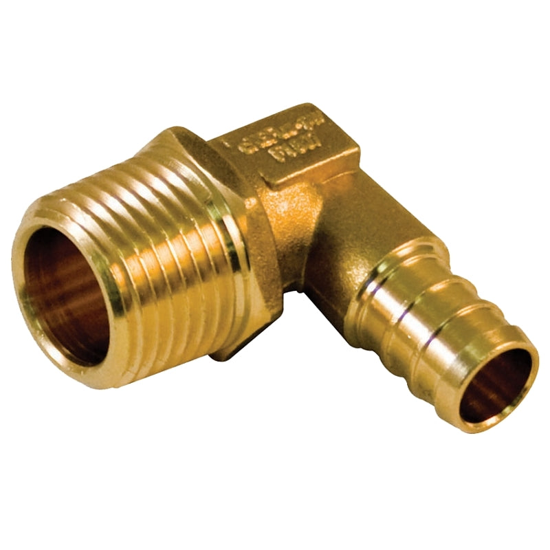 Pipe Elbow, 1/2 in, MPT, 90 deg Angle, Brass 9777-633