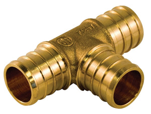 Pipe Fitting Tee, 3/4 x 1/2 x 1/2 in, Brass 9778-433