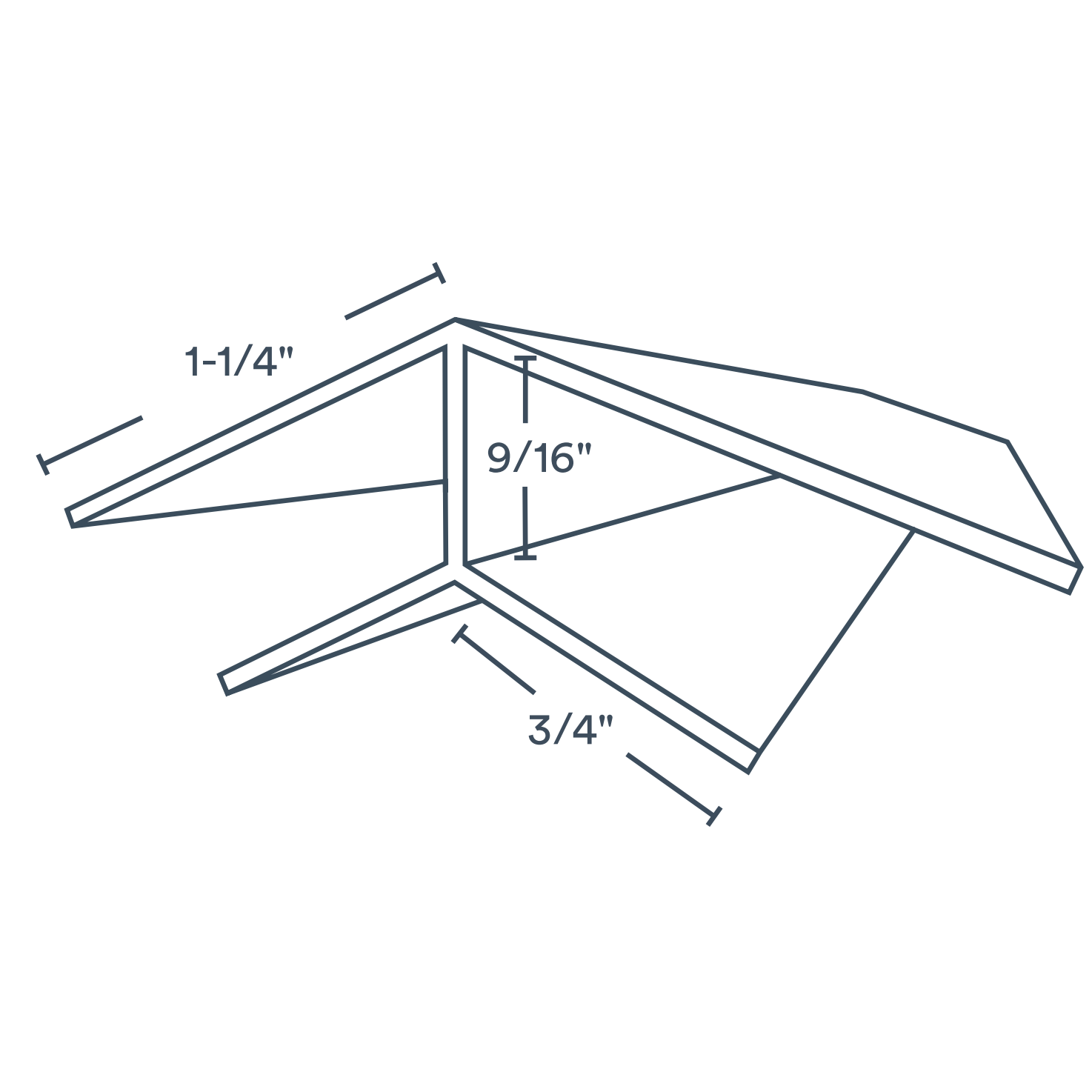 1"x2-1/8"x10' Trusscore PVC 45° H Channel Trim, Grey