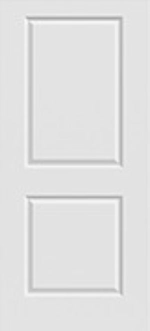 The Jeld-Wen 24"X78"X1-3/8" Carrara 2-Panel Square Smooth Slab features two rectangular panels and is crafted from durable engineered wood.