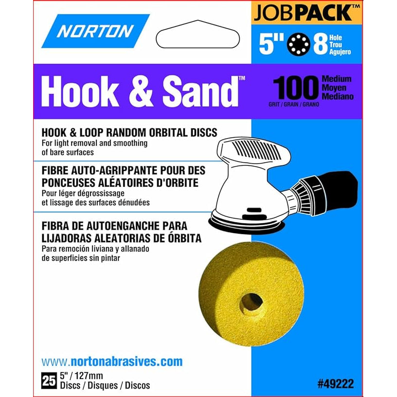 Hook & Sand 5in A290/A296 AO Medium P100 Grit Paper H&L Vacuum Disc 25PK