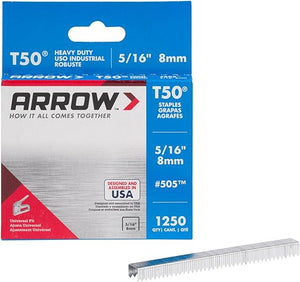 5/16" Arrow T50 Staples, (1250/pack)