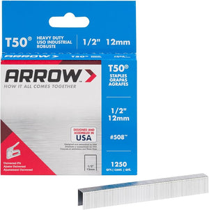 1/2" Arrow T50 Staples, (1250/pack)