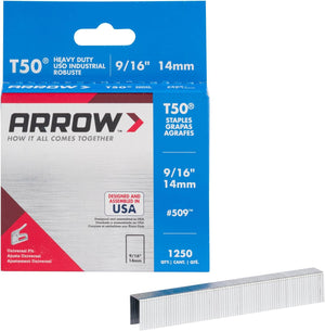 9/16" Arrow T50 Staples, (1250/pack)