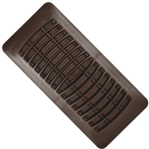 The IMPERIAL MANUFACTURING 4" x 10" Polystyrene Floor Register in brown features a rectangular, rustproof design with rounded edges and a grid of horizontal and vertical slats for floor or wall use.
