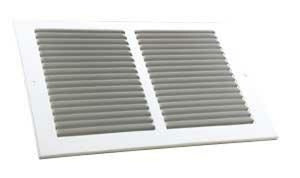 Sidewall Grille, 16 in L, 8 in W, Rectangle, Steel, White