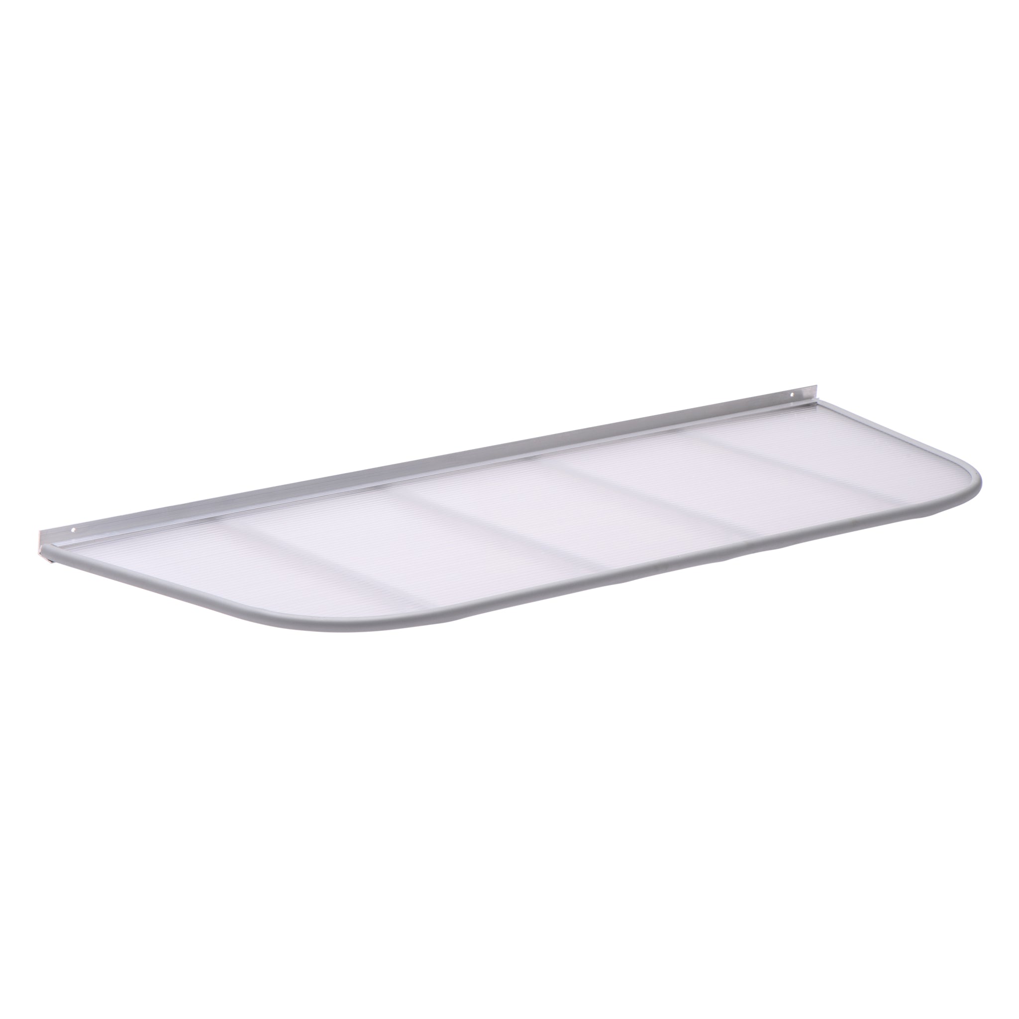 58″ x 24″ Steel Window Well Cover, Gray, featuring a rectangular shape with a semi-circular front edge and a protective mesh screen.