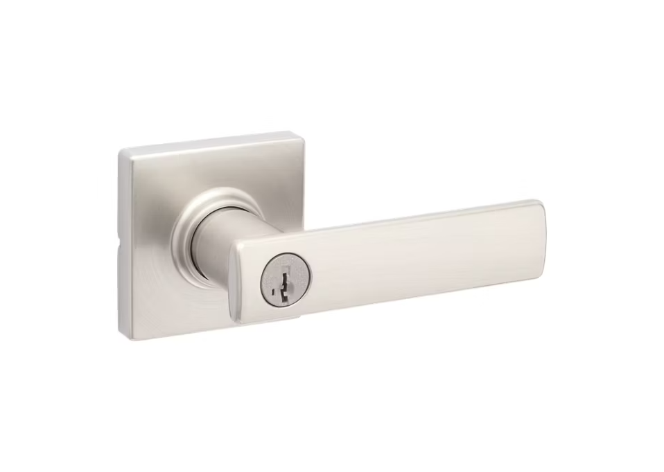 Breton Lever (Square) - Privacy Keyed - featuring SmartKey Satin Nicke ...